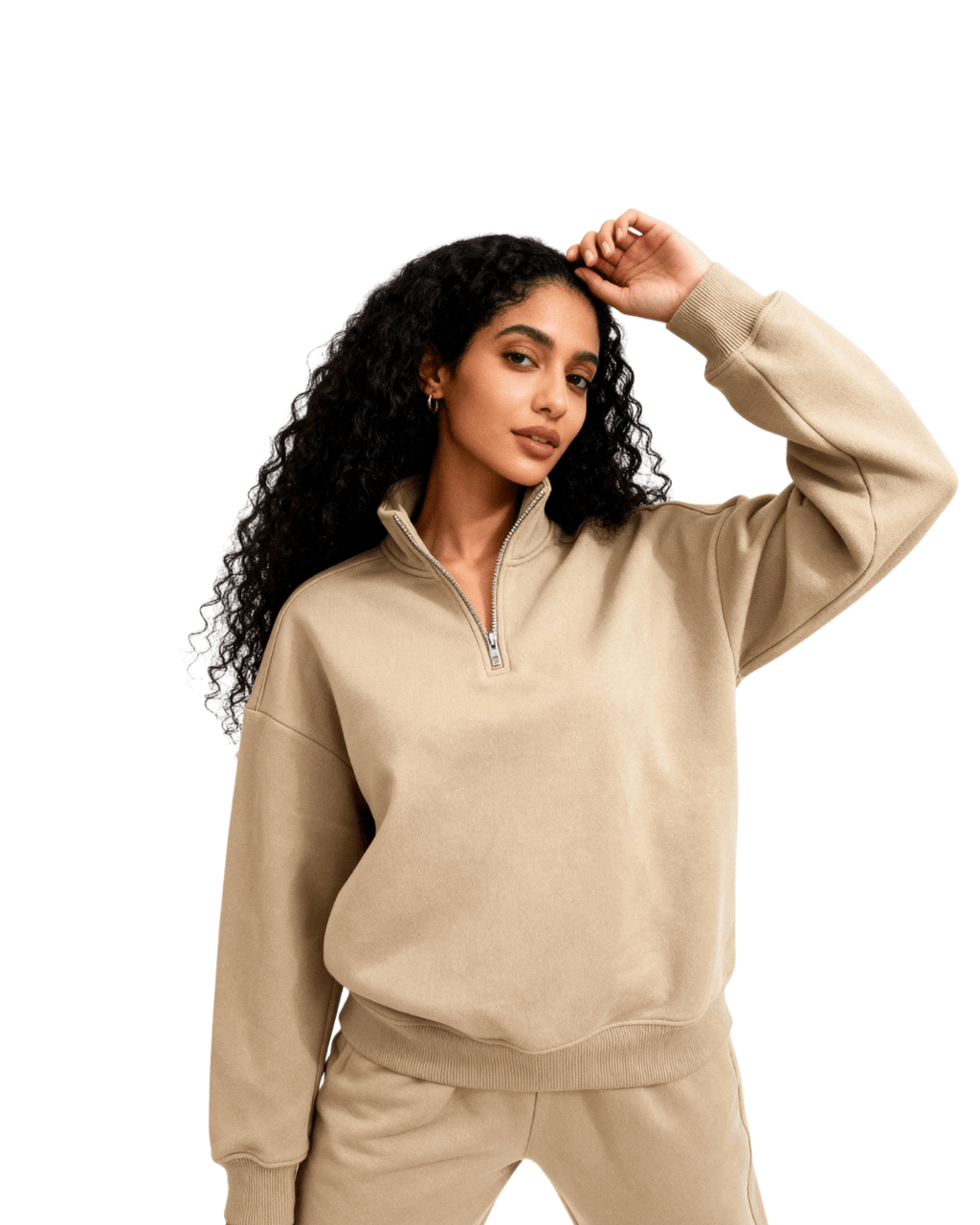 Quarter - Zip Premium Sweatshirt – Deep Navy Blue & Beige - NEXO UNIFIED